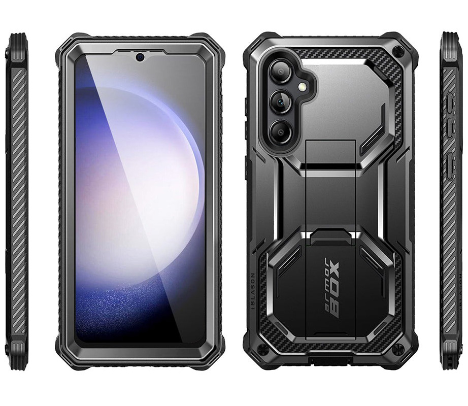 Etui pancerne z osłoną na ekran, z wbudowaną podstawką i kaburą z klipsem Supcase i-Blason Armorbox do Galaxy S23 FE 5G